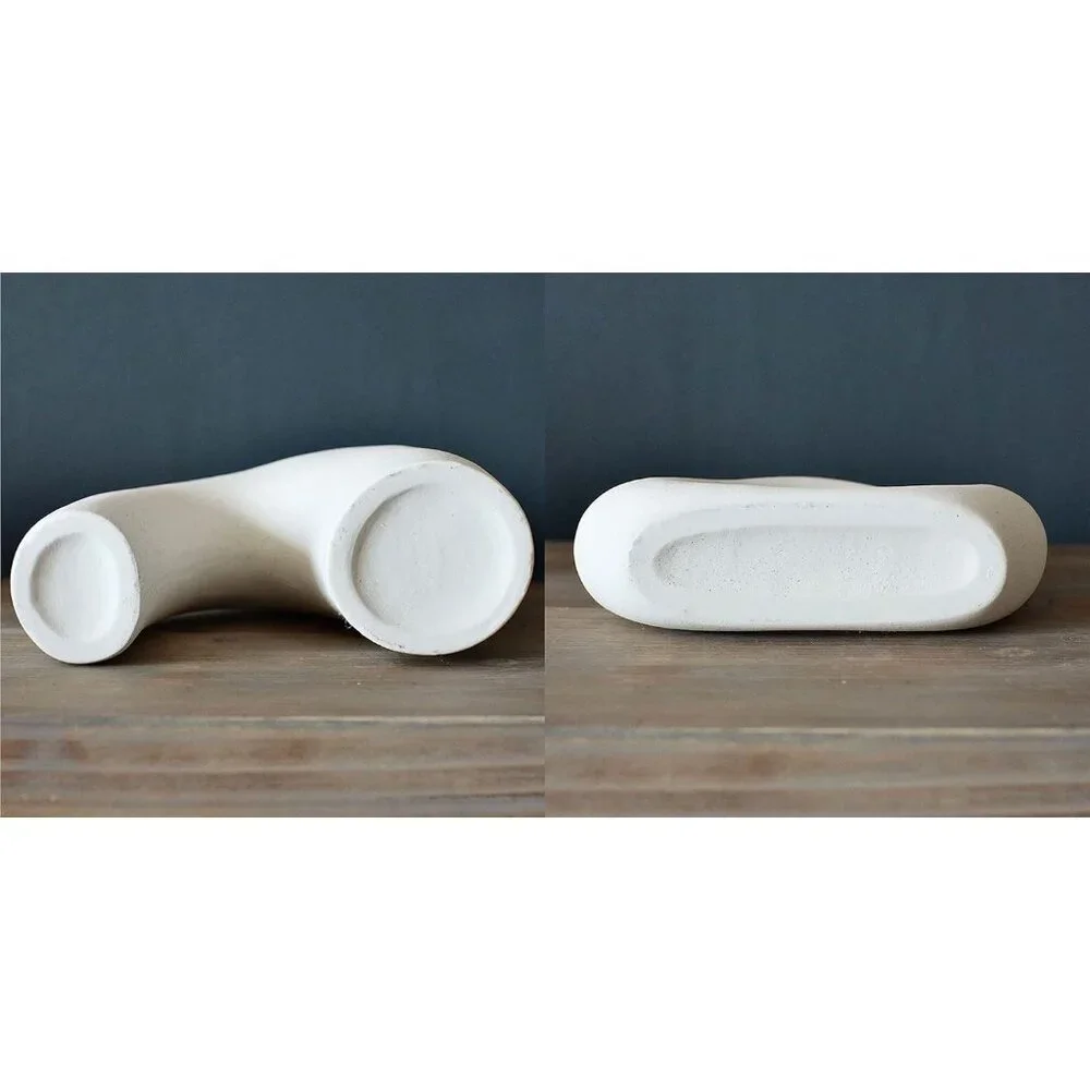 Carrot's Den Donut Vase Set Of 2 White Ceramic Minimalist Nordic Hollow New